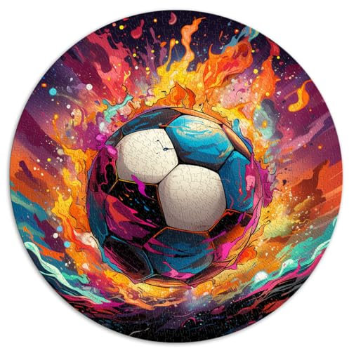 1000-teiliges Puzzle, Fußball-Rundpuzzle, für Erwachsene und Familien, Kartonpuzzle, Lernspiel. Größe: 67,5 x 67,5 cm