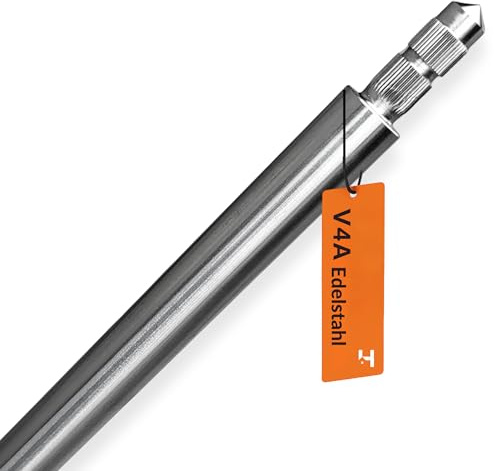 HausHeld® Staberder V4A Edelstahl Ø20 mm – 1,5 m | verlängerbar per Klemmkupplung (ohne Gewinde) | Erdungsstab/Tiefenerder für Blitzschutz & Potentialausgleich | korrosions- & seewasserbeständig