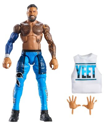 Mattel WWE Elite Actionfigur und Zubehör, Serie #114, ca. 15 cm große Sammelfigur Jey Uso mit 25 Bewegungspunkten und austauschbaren Händen, JCH93, [Mehrfarbig]