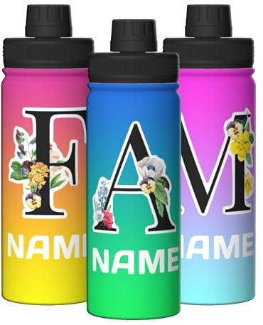 SJZUISL Botellas de Agua Personalizadas con Nombre, 500 ML Botella Deportiva de Acero Inoxidable, Taza de Agua Reutilizable, Regalo para Hijo, Hija, Nieto, Nieta, papá, mamá, Amigos, Escuela