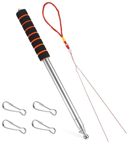 XIHIRCD 8.2ft Telescopic Handheld Flagpole with Clips, Anti-Slip Tour Guide Flag Pole Portable Teaching Pointer Stick Retractable Flag Pole Pointer for Tour Guide Teaching Festival Parade