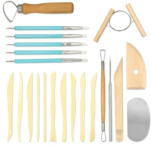FINEASY 22 Piezas Kit Arcilla, Herramientas Arcilla, Kit Ceramica, Modelar Herramientas Ceramica, Herramientas Modelado para Obras Arte, Manualidades de Cerámica