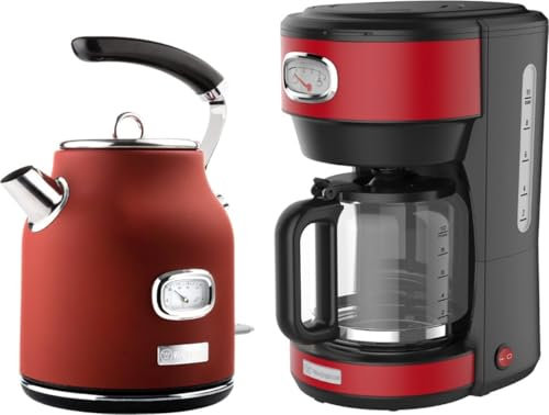 Westinghouse Retro Wasserkocher + Kaffeemaschine - Kaffeefilter - Rot