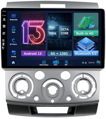 MISONDA 6G+128G- 4G/DAB+ Android 14 Double Din Car Stereo For Ford Ranger PJ PK/Mazda BT-50 2006-2011 - Wireless CarPlay/Android Auto/DSP - Camera & MIC - SWC BT DAB RDS FM