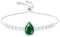 Linawe Bracelets en cristal vert émeraude pour femmes, bracelet à breloques en chaîne en argent, strass et diamant, pierre de naissance, moissanite et zircone cubique