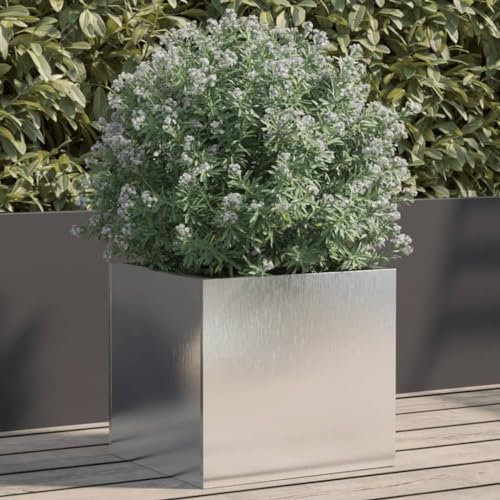 LLEZKBR Home & Garden Artikel-Pflanzgefäß silber 32x30x29 cm Edelstahl