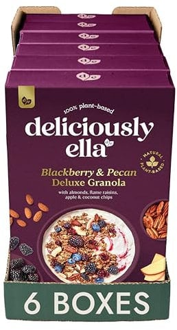 Deliciously Ella Blackberry & Pecan Deluxe Granola - Granola & Muesli - Gluten-Free - Vegan - Healthy Breakfast (6 boxes x 350g)