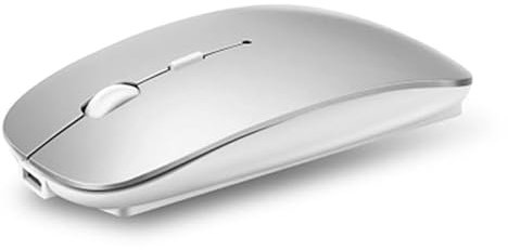 Ratón bluetooth, ratón fotoeléctrico USB recargable, (bluetooth 5.0 y 2.4g) ratón de computadora de doble modo, adecuado para computadoras portátiles / PC / MAC / iPad Pro / computadora (Plateado)