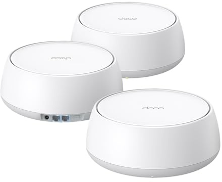 TP-Link Deco 7 BE25 Dual-Band BE5000 WiFi 7 Mesh Wi-Fi System | 4-Stream 5 Gbps, 240 Mhz | Covers up to 6,600 Sq.Ft | 2X 2.5G Ports Wired Backhaul | VPN,MLO, AI-Roaming, HomeShield, 3-Pack