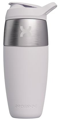 Promixx Pursuit Shaker Bottle - Single-Wall Stainless-Steel Protein Shaker Bottle, Super Smooth Shakes, 950ml, Ceramic White