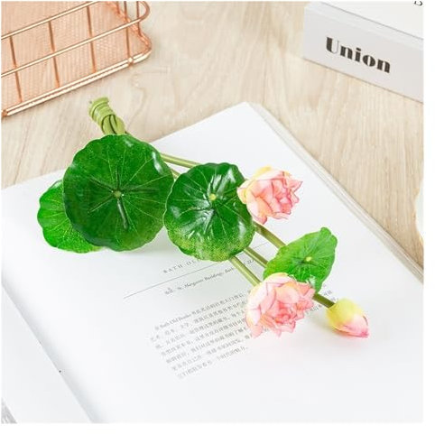 Künstliche Seerosen 27 cm lange Lotus-weiß-rosa künstliche Blume, lebensechte Seerose, Mikrolandschaft for Hochzeit, Teich, Garten, künstliche Pflanzen, Dekoration für Terrasse Garten Pool Teich(Pink)