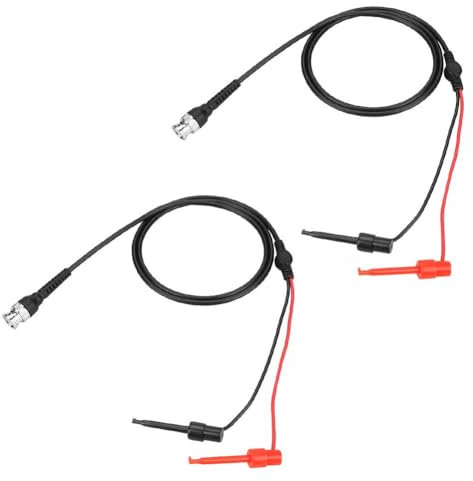 CYSFETENA 2er Set BNC auf Dual Test-Haken Sonde Oszilloskop Kabel, 50Ω Koaxial Kabel für Oszilloskop Test, Langlebig & Stabil, 110 cm Länge