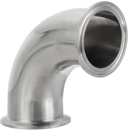 PATIKIL 90 Degree Elbow 2 (51mm) Tube OD,304 Stainless Steel Sanitary Pipe Fittings 2 Tri Sanitary Clamps 64mm Ferrule Flange OD for Dairy Beverage Plumbing Systems
