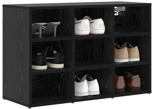 vidaXL Shoe Cabinet Black oak 77.5 x 30 x 51 cm Engineered wood, Ample Storage for Hallway, Rectangular Minimalist Shoe Cabinet, Stylish Organizer, Functional Home Entry Solution, Space Saver
