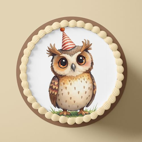 Essbare Tortenaufleger aus Fondant oder Esspapier – Dekorative Kuchendeko für Geburtstag, Party & besondere Anlässe - Eule L2 (Esspapier)