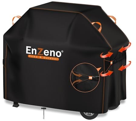 Enzeno Grillabdeckung Wetterfest,420D Gasgrill Grillabdeckung Grill Schutzhülle Staubdicht Grill Abdeckplane für Weber,Brinkmann,Char Broil - Schwarz(163x70x125cm)