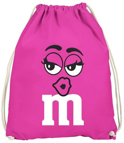 MoonWorks® Turnbeutel - M mit Gesicht - Accessoires Fasching Karneval Gadgets Spruch lustig Faschingsartikel Tasche Gymbag Fuchsia unisize