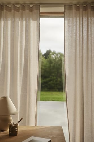 Jotex Milly Linen-Mix Multifunktionsgardine 2er-Set, Hochwertige Halbtransparente Leinen und Baumwolle Gardinen (2er-Pack) - Leinenbeige, 140 x 250cm