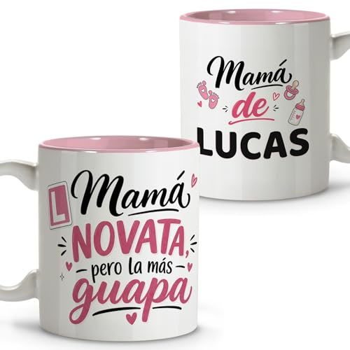 LolaPix Taza Mama Novata Personalizada. Detalles Dia de la Madre Embarazada. Regalos para Mama Original. Regalo Madre primeriza. Apta para Lavavajillas. Taza Mamá 330ml. Mamá Novata
