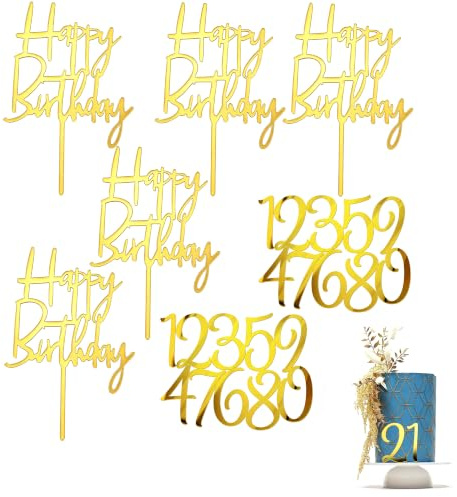 Happy Birthday Cake Topper 20 Zahlen Set + 5 Stück Deko für Geburtstag | Mit Tortenaufleger Geburtstag Und Happy Birthday Cake Topper Für Geburtstagstorte Und Partydekoration