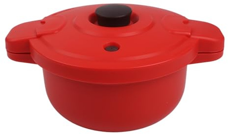 Kivivaka Pentola a pressione per microonde, 27,5 cm, per cottura a vapore rosso, riso, pasta, verdure, cottura veloce e sana