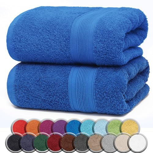 NatureMark 2er Pack SAUNATÜCHER Premium Qualität 80x200cm SAUNATUCH Sauna-Handtuch 100% Baumwolle Farbe: Royal Blau