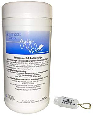 Grehge aning Towelettes - Large Canister (160 Wipes) and Liberty Hearing Aid Battery Keychain