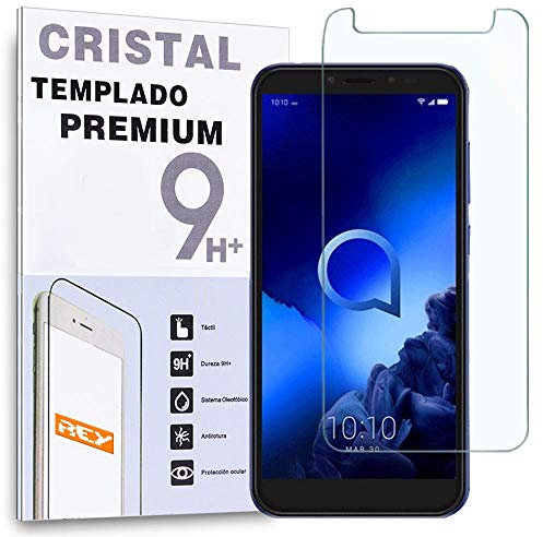 REY Protector de Pantalla para ALCATEL 1S, Cristal Vidrio Templado Premium