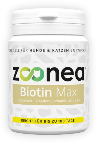 Zoonea® Biotin Max 100 Tabs - Gesunde Haut & glänzendes Fell für Hunde & Katzen | Hochdosiertes Biotin mit perfekt abgestimmten Vitaminen, Folsäure & Zink für bis zu 100 Tage