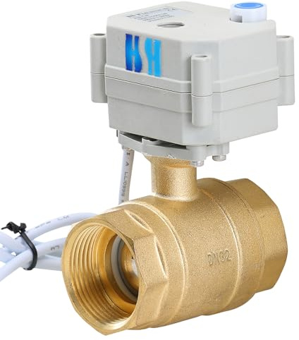 HSH-Flo 1-1/4 Zoll NPT 2-Wege 12 V DC Messing umgekehrte Polarität 2 Drähte An/Aus motorisierter elektrischer Kugelhahn
