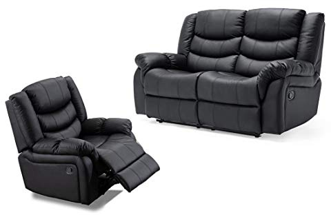 More4Homes Seattle Manual Recliner Bonded Leather 1+2 Seater Sofa Set