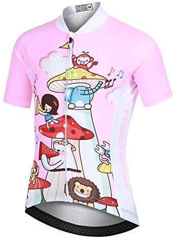 YFPICO Maillot de Cyclisme Enfant Unisex Cuissard Cycliste Vélo Pantalon Vêtements de Sport Garçon Fille, Rose, 5-6 Ans/S