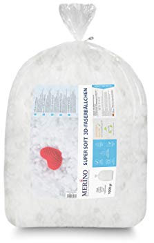 Merino-Betten Füllwatte 3 Kg Beutel | Füllmaterial aus 100% Silikonisiertem Polyester Faserbällchen | Bastelwatte 3D Perlen super weich und formbeständig