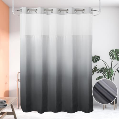 Ecoehoe Tenda da doccia in tessuto senza ganci, 180,3 x 200,7 cm, con fodera in poliestere a scatto con magneti, qualità alberghiera, colore grigio sfumato