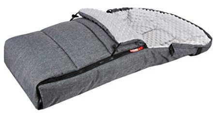 BABYLUX Fußsack 90cm MINKY Kinderwagen Buggy Babyschale Thermo +/ Muff Handmuff Winterfußsack (Grau + Minky Grau + Handmuff)