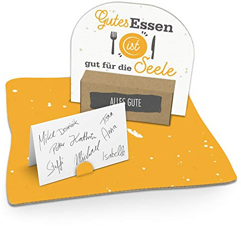 itenga Geldgeschenk I Motiv Gutes Essen I Geburtstag I Mitbringsel I Gutschein I Geschenkverpackung mit Bodenplatte, Geschenkkarte und Stickerbogen - zum Basteln und Dekorieren