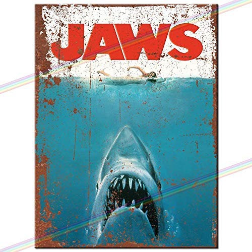 SIGNS 2 ALL Blechschild – Jaws Film Retro Logo Nostalgie Man Cave Wandschild Küche Schuppen Garage Klein (15 cm x 10 cm) Aluminium