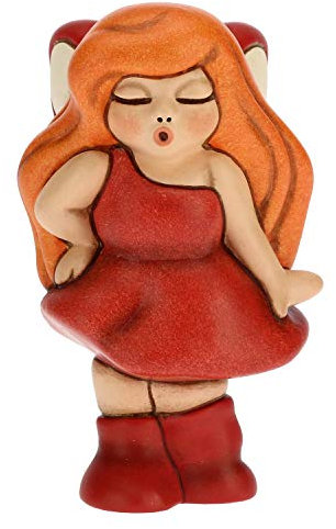 THUN - Soprammobile Fata del Fuoco - Idee per Bomboniere Battesimo e Comunione - Formato Piccolo - Ceramica - 5,2 x 4,8 x 7 h cm