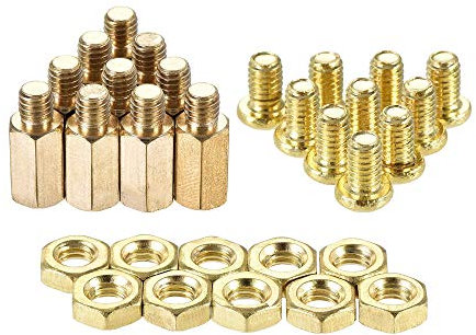 sourcing map 10 Sätze M4 Sechskant Abstandsbolzen Abstandsstück Messing 10mm+4mm männlich-weiblich Gewinde Mutter Kit PCB Motherboard
