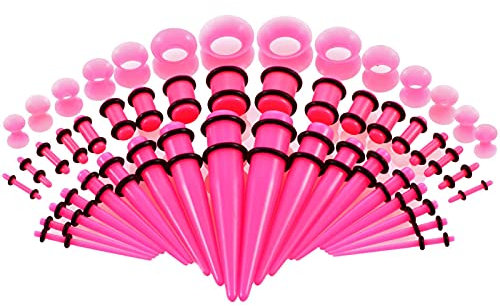 XINHE Dehnstäbe Tunnel Set Ohr Dehnstab Expander Plug Set 1.6-10mm Leuchten im Dunkeln mit Flesh Silikon Ohr Tunnel Piercing Set 50 stück,003