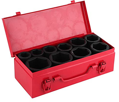 Dioche Steckschluessel-Satz,10-tlg Schlagschrauber Nüsse Set 3/4 Zoll Kraft-Steckschlüssel-Einsatz-Satz Sechskant Tragbares Auto Aurkzeug Set 22-50 mm