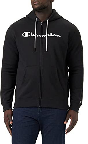 Champion American Classics Fall Fleece Full Zip Felpa con cappuccio, Uomo, Nero, M