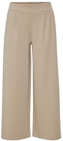 ICHI IHKATE SUS WIDE PA Damen Hose Stoffhose mit Stretch gerader Schnitt Elastikbund Crop Länge, Größe:XXL, Farbe:Doeskin (151308)
