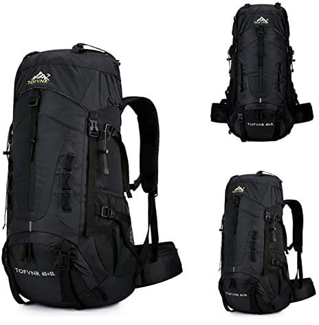 Opetdo 70l Wanderrucksack Nylon Mit ultraleicher wasserdichte Schutzabdeckung Für Bergstäte klettern Trekking Sport Travel Camping(Schwarz)