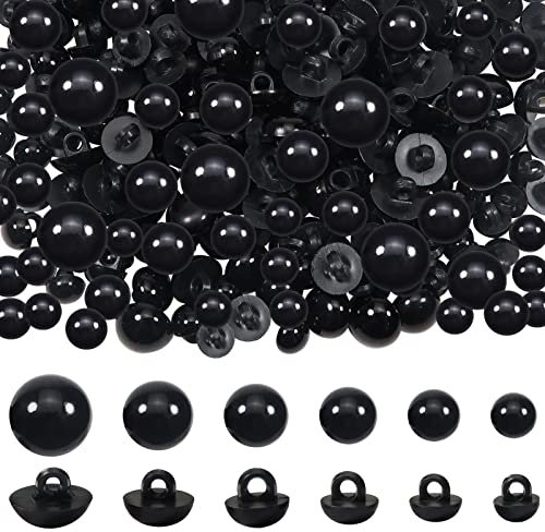 TOAOB 320 Stück Sicherheitsaugen für Häkeltiere Knöpfe Zum Annähen 8mm bis 15mm Kunststoff Pilzknöpfe Schwarz Pilz Gewölbte Runde Knöpfe für Herstellung von Häkelpuppen Plüschtieren