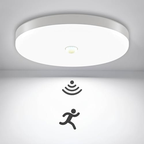 ACMHNC LED Deckenleuchte mit Bewegungsmelder, 18W Deckenlampe Bewegungssensor Innen, 1600LM 6000K, 22cm Deckenleuchte rund für Flur, Balkon, Treppenhaus, Keller, Garage