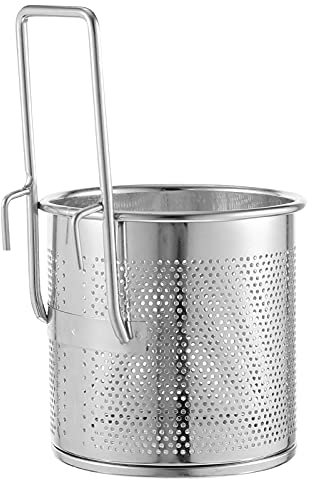 Luxshiny Colino per Pasta in Acciaio Inox, per Scolare Spaghetti Gnocchi con Manico, 17x10x10cm, Insert per Pentola, Fornitura da Cucina