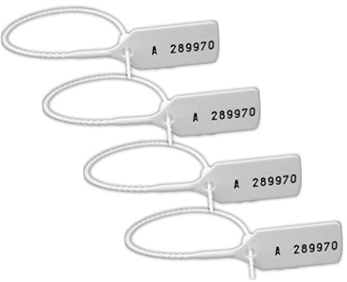 Made in UK Numbered Pull Seal, Anti Tamper Seals, Security Zip Ties, Security tag, Security Seals, Security Tags, Tamper Seal, Numbered Zip Ties, Plastic Seal (White, 100)