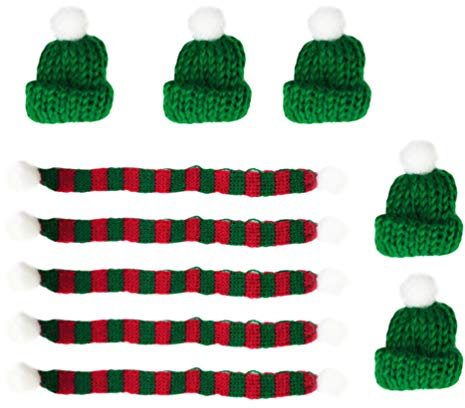 Happyyami 20st Weinflasche Weihnachtsschal Mini-weihnachtsmütze Und Schal Weihnachts-mini-Hut Weihnachtsmütze, Schal, Tasse, Flasche, Miniatur-strickmütze Plants Adornment Flaschenregal Baby