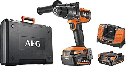 AEG - Perceuse-visseuse à percussion Brushless 18V GROS COUPLE 110 Nm avec 1 batterie 4,0 Ah, 1 batterie 20 Ah et 1 chargeur, livrée en coffret - BSB18C3BL-X02CPL